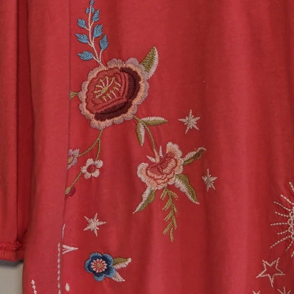 Johnny Was Red Embroidered Top - Picture 2 of 8